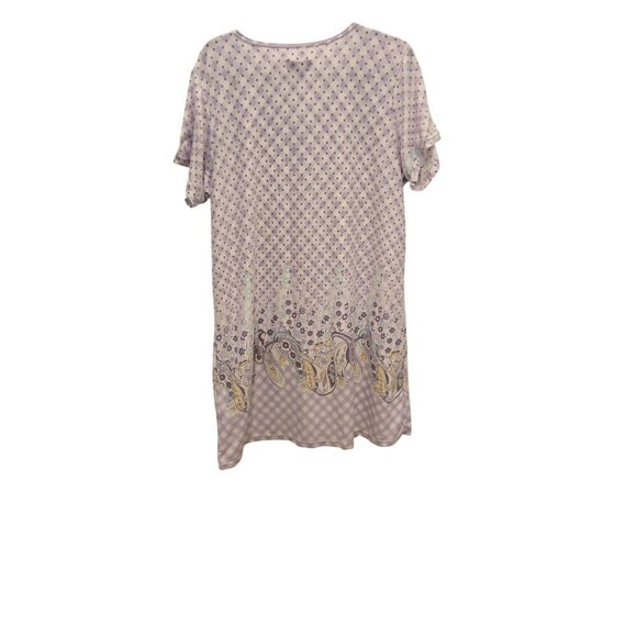 Betsy TW Lavender Button Lounge Dress With Paisley & Gingham Print Short 2XL - Picture 5 of 7